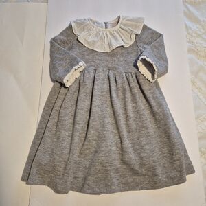 La Coqueta Gray Kids Dress with Ruffle Collar 5Y